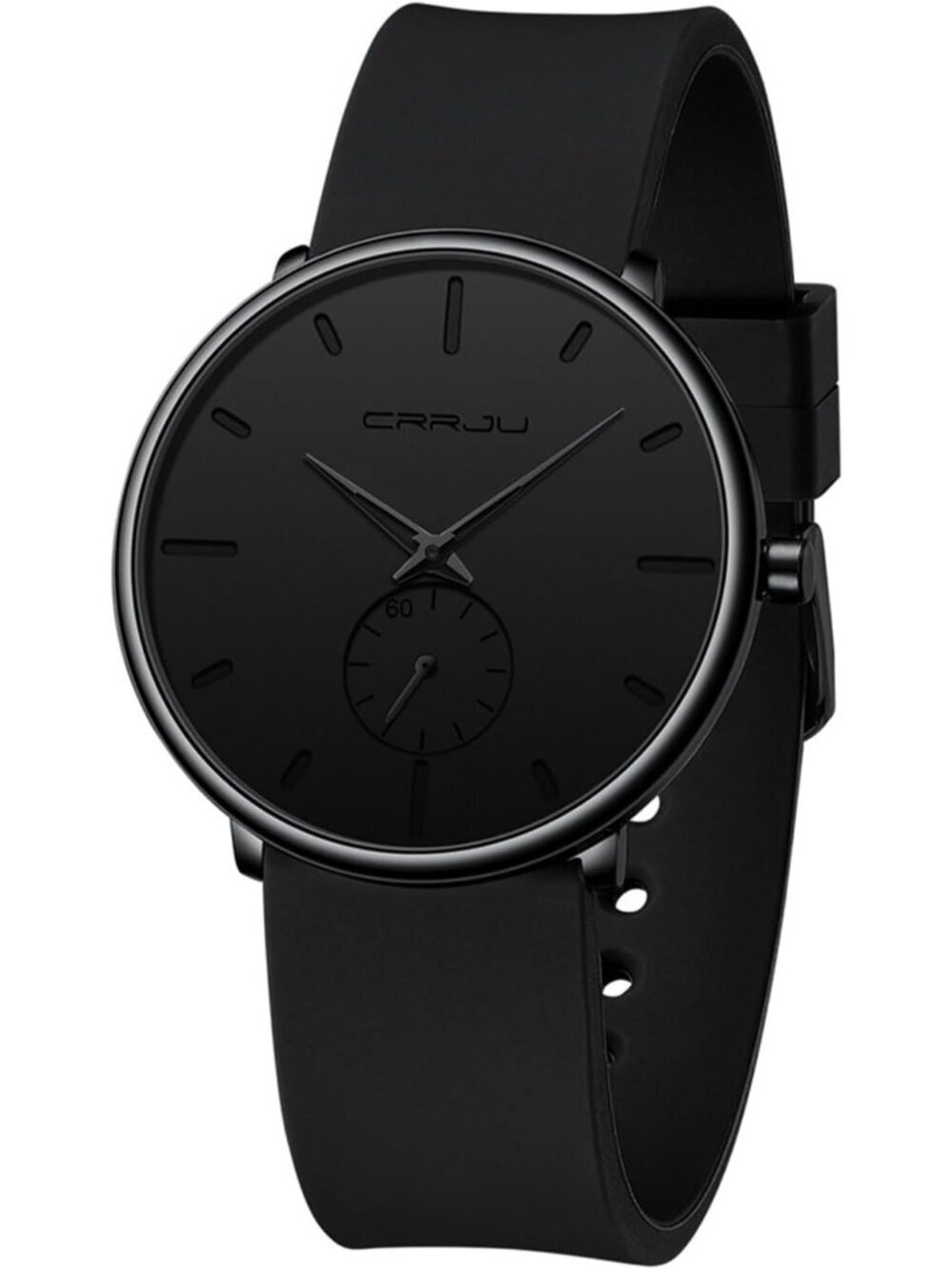 Unisex Black Casual Stylish Ultra Thin Silicone Band Waterproof Wrist Watch